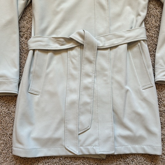 7 For All Mankind asymmetrical drape belted tench coat - Picture 3 of 10